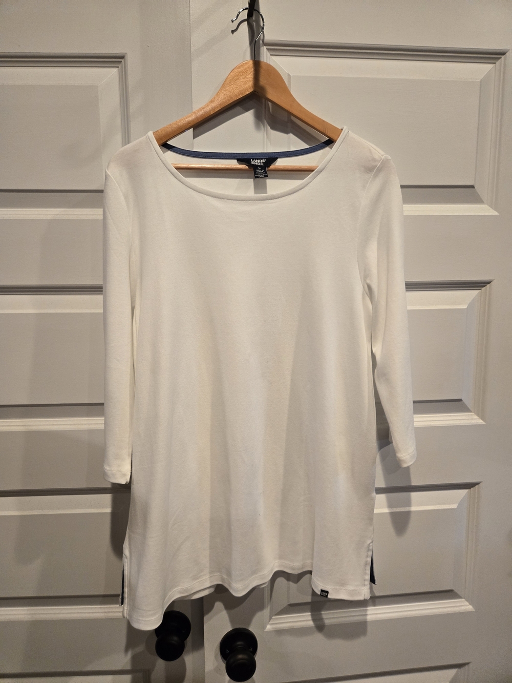 Lands' End Women's White Scoop Neck Long Sleeve Tunic